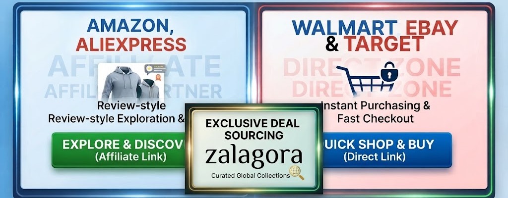 Two ways to shop with Zalagora â€” explore affiliate deals across Amazon and AliExpress, or shop directly on Walmart, eBay and Target with fast, secure checkout